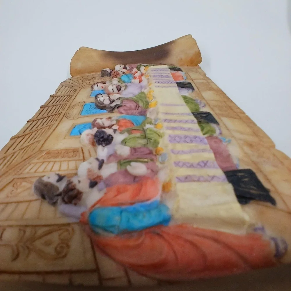 Last Supper 3D Wall Plaque Scroll Style Resin Christian Religious Decor Art‎